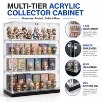 Vitrine d'exposition spacieuse en acrylique transparent avec couvercle magnétique - Rangement anti-poussière pour figurines et objets de collection