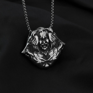 <b>Titanium</b> Steel Men's Pendant Viking Odin Mask Necklace Stainless Steel Vintage Geometric Design Everyday Wear - Product Image 2