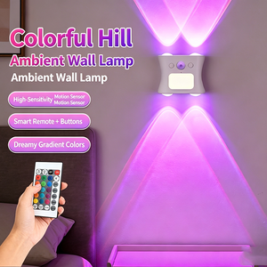 Nouvelle applique murale moderne sans fil à LED intelligente avec capteur de mouvement, RGB, à intensité variable, pour usage hôtelier - Product Image 1