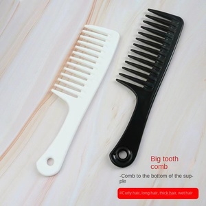 Peigne à dents larges Brosse Cheveux Afro Peigne à dents larges <span class=keywords><strong>V</strong></span> Peigne à manche plat épaissi Grande fleur bouclée - Product Image 2