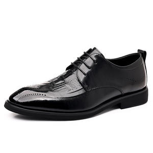 Chaussures de travail classiques en cuir de vache brillant pour hommes, imprimé animal, cuir britannique noir, durables, anti-odeur - Product Image 5