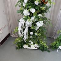 IFG Décoration de mariage en gros, arche de fleurs artificielles en soie verte de 7 pieds + 6 pieds, toile de fond pour la décoration d'événements de mariage