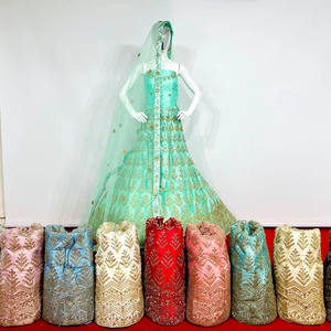 Lujoso Zarna 16 Kali bordado semicosido Lehenga Heavy Glitter Jarkan Stone Mirror Shisha Big Flare Can-Can Indian - Product Image 1