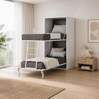Lit superposé vertical moderne pliable, système de lit mural dissimulé, lit superposé gain de place avec armoire pour petite chambre d'appartement
