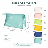 Nouvelle trousse de maquillage horizontale en PVC, rangement simple, résistante à l'eau, fermeture éclair, couleur unie, capacité moyenne