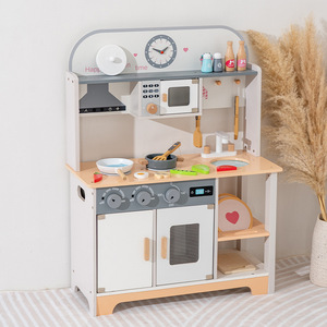 Ensemble de Cuisine Interactive en Bois pour Enfants EDULAND Jeu d'Imitation avec Réfrigérateur Cuisinière et Lave-Linge - Product Image 2
