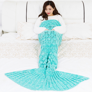 INS Baby Photography <strong>Mermaid</strong> Fish Scale Knitted <strong>Tail</strong> <strong>Blanket</strong> 100% Polyester Eco-Friendly Four Seasons Use - Product Image 5