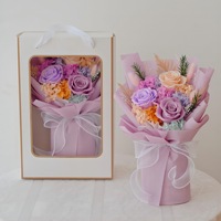 Bouquet de roses éternelles naturelles séchées faites à la main, personnalisé 2025, en boîte, cadeau de fleurs préservées pour la fête des mères, Noël, Pâques