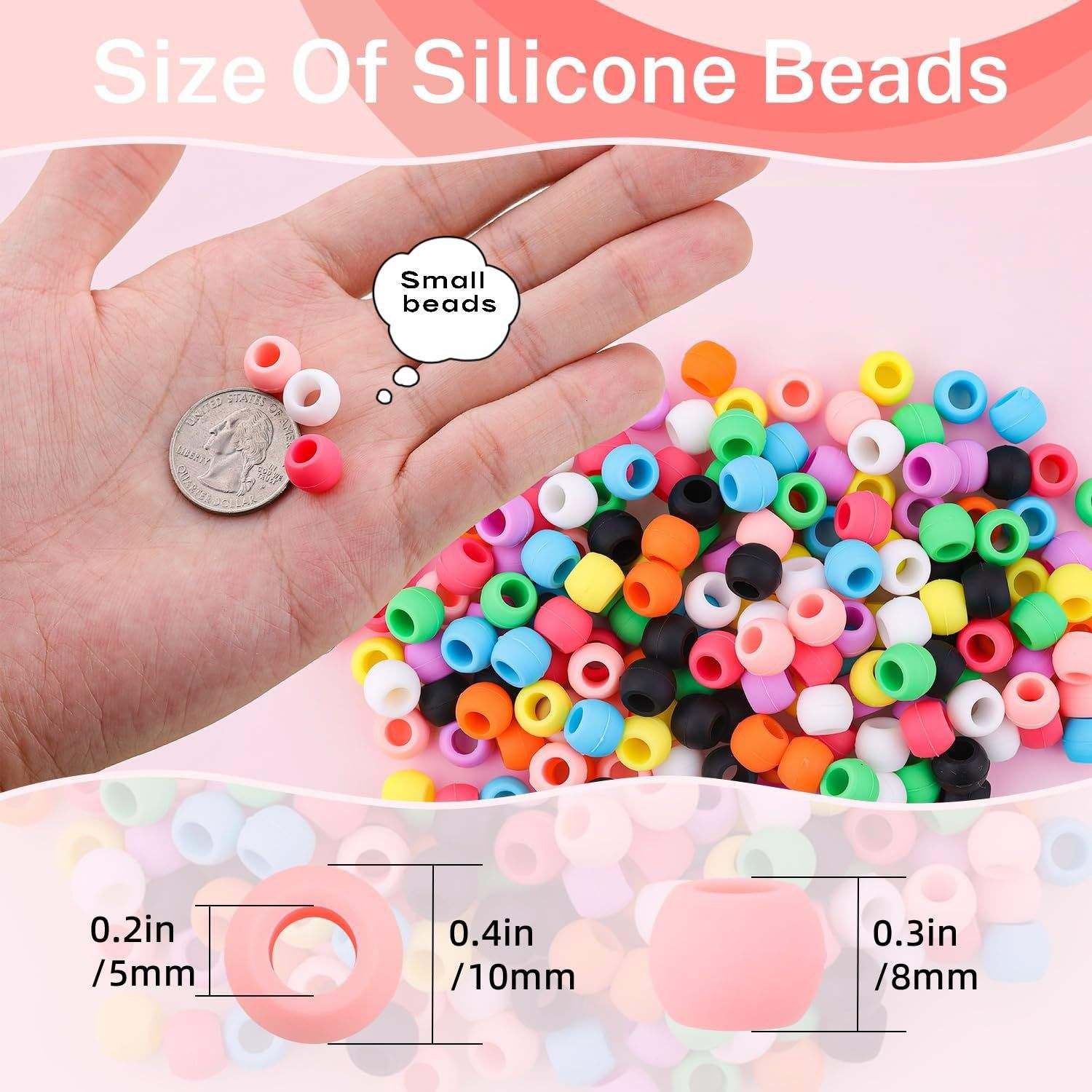 LEDUN Mini Silicone Hair Beads Suitable for Girls Children and Women Colorful Soft Mini Silicone Beads for Hair Braiding Crafts