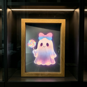 Miroir magique en bois personnalisé avec cadre lumineux LED, miroir bidirectionnel, lampe de chevet, décoration, cadre photo avec motif imprimé - Product Image 3