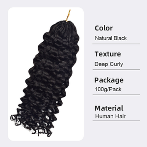 Extensions de cheveux humains 100% vierges vietnamiens bruts, bouclés profonds, pour tresses au crochet style bohème, 100g en vrac, vente en gros pour revendeurs - Product Image 6