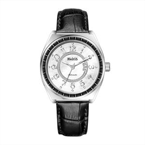 Montre de luxe en cuir véritable pour femme, avec zircon arc-en-ciel, boîtier poli, verre saphir, petit mouvement mécanique Miyota 6T15 - Product Image 5