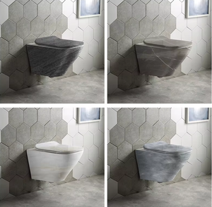 Inodoro de cerámica suspendido en la pared con diseño profesional para hotel de estilo rústico, con asiento de cierre suave - Product Image 3
