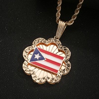 Collier pendentif drapeau personnalisable en émail plaqué or 14K, breloque en laiton, cadeau de fête, bijoux en émail, accessoires étoile brillante
