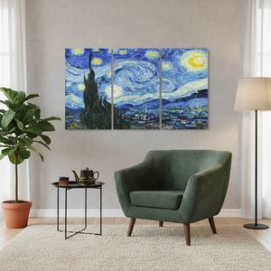 Elegant Van Gogh Starry Night Printed <b>Canvas</b> <b>Wall</b> Art,SET OF 3 <b>CANVAS</b> - Product Image 3