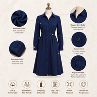 Robe chemise en coton 220 GSM pour femme, décontractée, à col boutonné, unie, avec ceinture, personnalisable avec logo OEM ODM, tailles XS-5XL