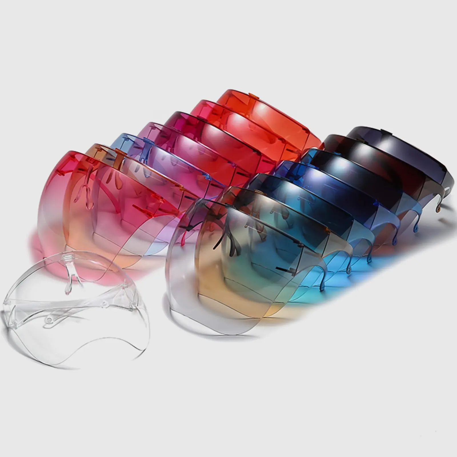 2022 Produsen Plastik Olahraga Keselamatan Wajah Kacamata Hitam Pelindung Mata Bening Anti-kabut untuk Dijual