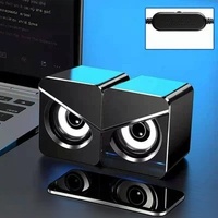 V116 Speaker Komputer Berkabel Hitam Kompak Mini Speaker Stereo 2.0 Input AUX 3.5Mm Bertenaga USB untuk Ponsel Laptop PC MP3 MP4