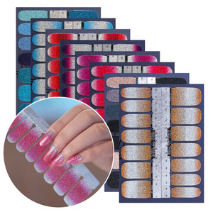 Self-Adhesive Glitter Gradient <b>Nail</b> Art Stickers 3D <b>Decals</b> Non-Toxic Child-Safe Plastic Papercard Packaging Luxurious Design - Product Image 2
