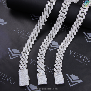 Hip Hop Jewelry 3Rows 15MM iced out chain Gold Plated 925 <b>Silver</b> VVS Moissanite Diamond Link Chain <b>Bracelet</b> GRA certificate - Product Image 3