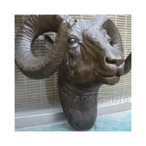 Vintage Brass Goat Statue Decoration Copper Zodiac Animal Sheep