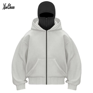 Hip Pop bán buôn biểu tượng tùy chỉnh Mutil màu DTG in Hoodies axit rửa trống Boxy dây kéo người đàn ông đồng bằng Hoodies - Product Image 3