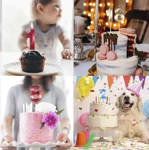 숫자 양초 번호 0-9 케이크 컵케익 토퍼 생일 축하 제조사 파티 여러 가지 빛깔의 물집 카드 파라핀 왁스 또는 양초