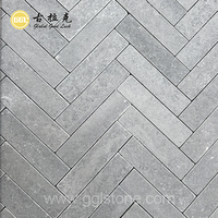 Carrelage en marbre naturel gris ciment, forme carrée, finition vieillie, pour pavés de sol extérieur