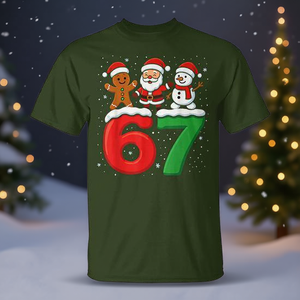 67 Maglietta natalizia Meme Xmas Six Seven con Babbo Natale e pupazzo di neve - Product Image 3