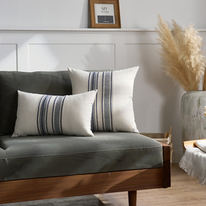 Sarung Bantal Dekoratif Linen Motif Garis Merah untuk Sofa Kursi Kamar Tidur Dekorasi Rumah - Product Image 5