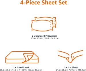 Draps de lit de luxe pour hôtel 100% coton, extra doux, rafraîchissants - Résistants aux plis, à la décoloration et aux taches (Queen, Blanc) - Product Image 5