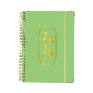 Planificador Semanal y Mensual Likewinner 2026, Organizador Espiral A5, Diseño Minimalista, Grabado Dorado, Cubierta Rosa, Verde y Azul - Product Image 3