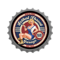 Venta al por mayor por encargo Retro 35cm redondo cerveza botella tapa forma Vintage Metal estaño signos pared arte decoración Metal impresión