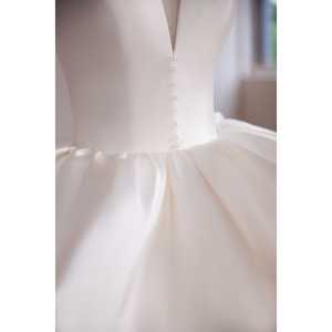 Abito da <span class=keywords><strong>sposa</strong></span> di alta gamma in raso con corpetto avvolgente, strascico a cappella, fiori, <span class=keywords><strong>taglie</strong></span> forti e per la madre <span class=keywords><strong>della</strong></span> <span class=keywords><strong>sposa</strong></span> - Product Image 6