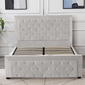 Luxueux possède des lignes épurées Fabuleux rembourrage en faux et tête de <span class=keywords><strong>lit</strong></span> capitonnée à boutons en diamant <span class=keywords><strong>Lit</strong></span> rembourré contemporain - Product Image 3