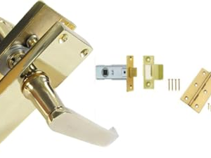 Haven Heritage Door Handle Electro Brass Plated Victorian Straight Lever <b>Latch</b> & Hinges Easy Installation - Product Image 1