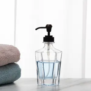 Clear Bathroom Hotel Kitchen Liquid Glass Soap Dispensers Bottle Alcohol Hand Sanitizer Dispenser With 304 Stainless Pump