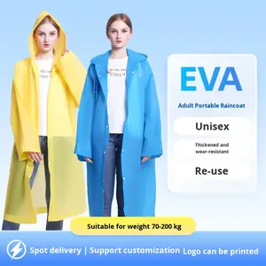 Imperméable jetable réutilisable en EVA pour adultes et enfants, une pièce, pour la randonnée en plein air, épaissi, pluie forte, personnalisation - Product Image 2