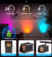 RGBWA + UV inalámbrico DMX con pilas 6x18W LED Matrix Light 6x18W LED Par Can Spotlight Luces con cabezal móvil Blanco cálido seco para