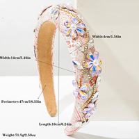 Nouveau serre-tête baroque à large bord, vente en gros, accessoires de mode pour cheveux, magnifique serre-tête fleuri coloré entièrement orné de diamants, bandeau perlé