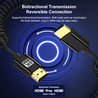 Câble HDMI spiralé ultra fin 8K 60Hz 3D 1080P mâle vers mâle HDMI 2.1 pour ordinateur portable, ordinateur de bureau, consoles de jeu vers téléviseur