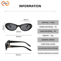 TWOOO T1903 OEM et ODM Lunettes de soleil Y2K Street Snap Cat Eye à petite monture en forme de cœur, tendance et polyvalentes, nouvelle arrivée, commande en gros d'usine