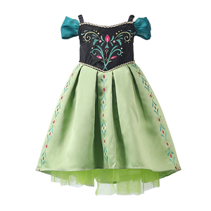 ชุดเดรสเจ้าหญิงดิสนีย์ปักลายดอกไม้สีเขียวอมฟ้าแบบเปิดไหล่สำหรับเด็กผู้หญิงในเทศกาลคริสต์มาส ทำจากโพลีเอสเตอร์ - Product Image 2
