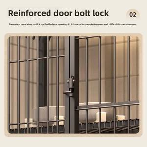 İndirim kedi kabine büyük katlanabilir Metal kedi yavru kafes ile 360 dönen tekerlekler ahşap evcil hayvan oyun parkı taşıyıcı ev evcil hayvan çiti - Product Image 3