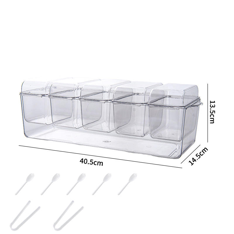 กล่องสลัดฝาขนาดเล็กพร้อมอุปกรณ์เสริม (2คลิปและ5ส้อม)