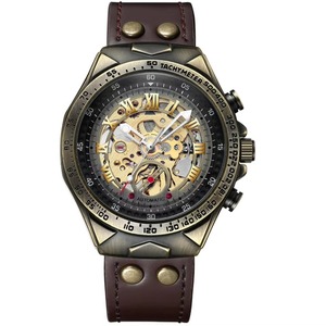 Reloj Mecánico Automático de Moda para Hombre, de Cuero, Cómodo, con Doble Esfera Hueca y Puntero Luminoso - Product Image 3