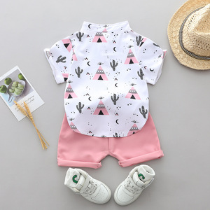 Ensemble <span class=keywords><strong>chemise</strong></span> à manches courtes col Henley et short pour garçons de 0 à 6 ans, imprimé animal, style décontracté, été, en stock - Product Image 3
