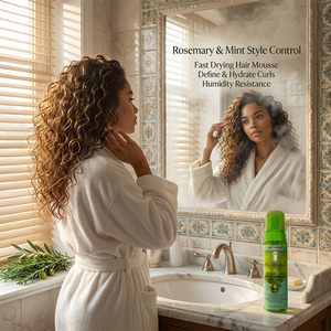 Mousse capillaire organique professionnelle végane hypoallergénique à séchage rapide, à l'olive et au romarin, pour définir les boucles, tenue forte, anti-frisottis, humidité - Product Image 6