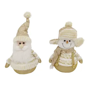 Natale Santa y muñeco de nieve decoración navideña figura navideña rellena decoración navideña ornamento