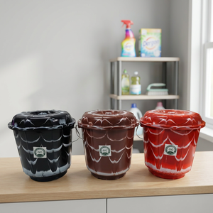 ANAX Seau carré en plastique marbré avec couvercle et poignée métallique PP 15L pour salle de bain, stockage d'eau, nettoyage et serpillière - Product Image 1